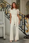 Truedames Multi Butterfly Sheer Pattern Jumpsuit In White