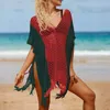 Truedames Multi Color Crochet Fringe Edge Kimono Poncho / Beachwear In Multi