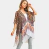 Truedames Multi Color Leopard Patterned Cover Up Kimono Poncho In Animal Print