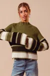 Truedames Multi Color Striped Mock Neck Sweater In Multi