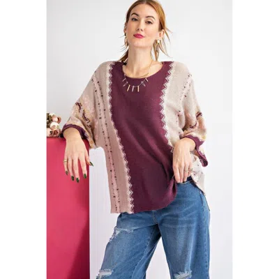 Truedames Multi Color Thread Sweater In Red
