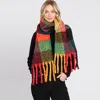 Truedames Multi Colored Plaid Check Patterned Fringe Oblong Scarf In Multi