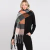 Truedames Multi Colored Plaid Check Patterned Fringe Oblong Scarf In Multi