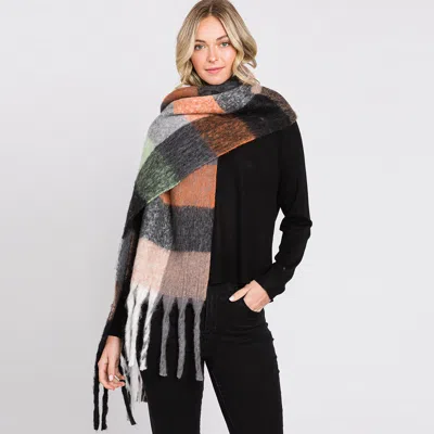 Truedames Multi Colored Plaid Check Patterned Fringe Oblong Scarf