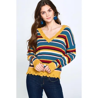 Truedames Multi-colored Variegated Striped Knit Sweater
