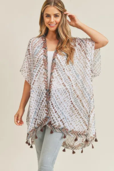 Truedames Multi Dash Pattern Tassel Kimono In Nude
