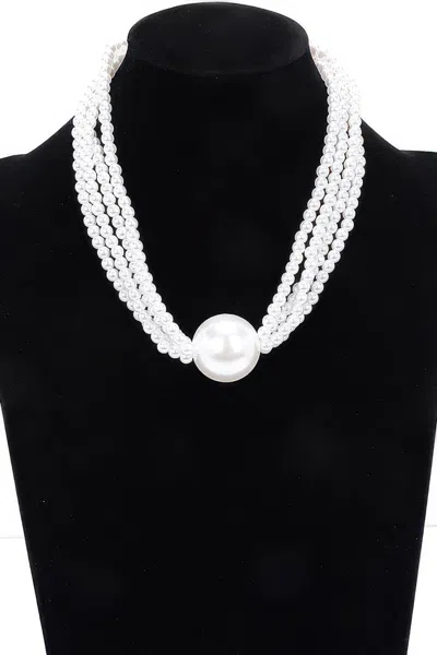 Truedames Multi Faux Pearl Chain Necklace In Metallic