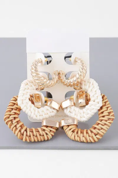 Truedames Multi Geometric Weaved Hoop Earrings Set