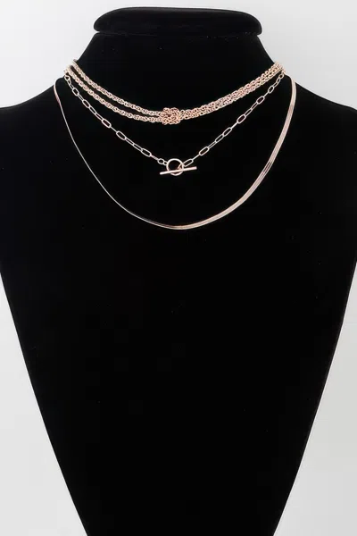 Truedames Multi Metallic Toggle Link Chain Tied Necklace In Gold