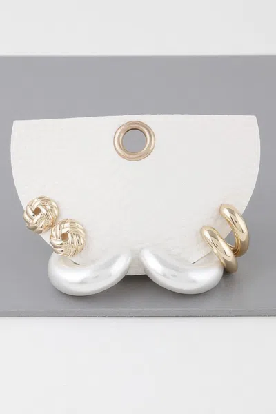 Truedames Multi Minimal Earrings Set In Silver
