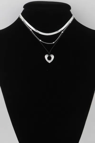 Truedames Multi Open Heart Necklace In Silver