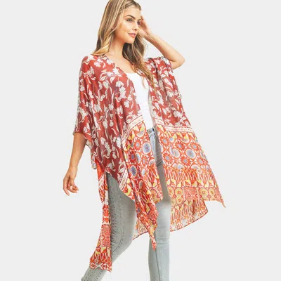 Truedames Multi Patterned Cover Up Kimono Poncho