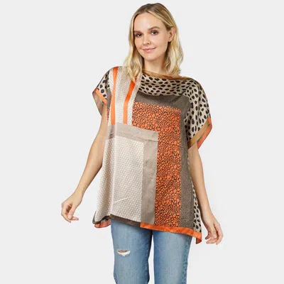 Truedames Multi Patterned Satin Poncho In Orange