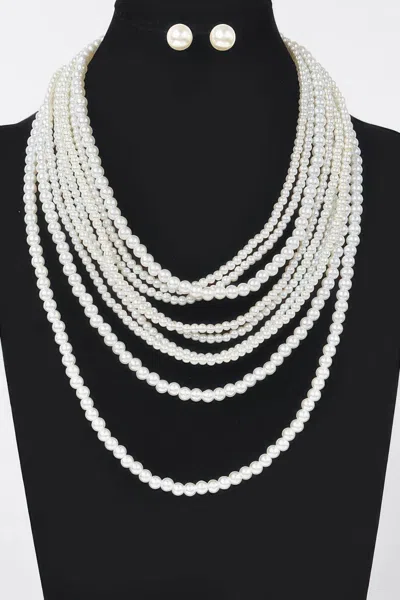 Truedames Multi Pearl Layered Necklace W/earring