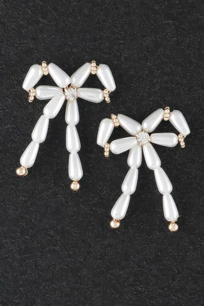 Truedames Multi Pearl Ribbon Earrings In Metallic