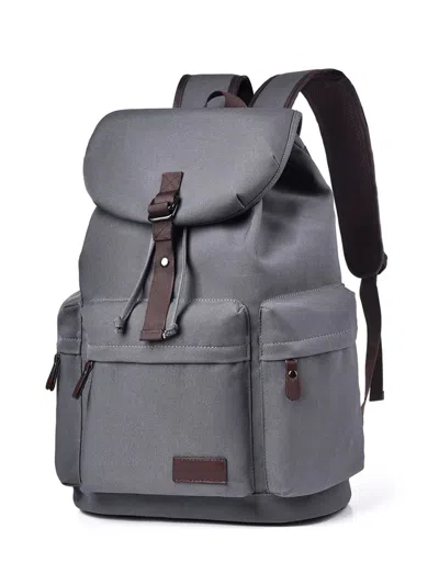 Truedames Multi Pockets Adjustable Strap Canvas Backpack Bag In Gray