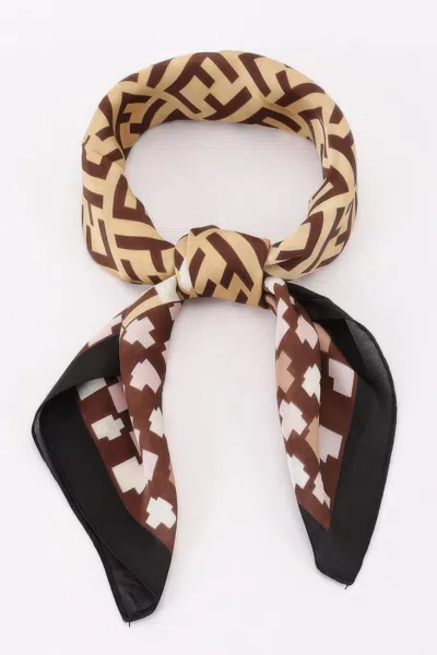 Truedames Multi Print Geometric Bandana For Neck Or Wrist In Brown