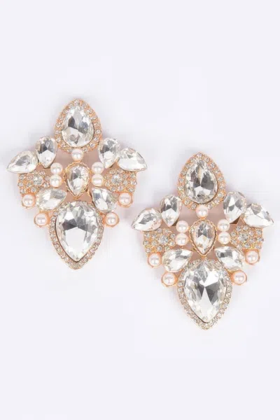 Truedames Multi Rhinestone Earring In Gold