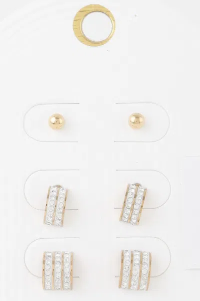 Truedames Multi Rhinestone Earrings Set In Gold