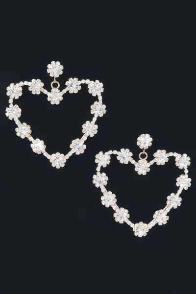 Truedames Multi Rhinestone Flower Heart Shape Earring In Silver