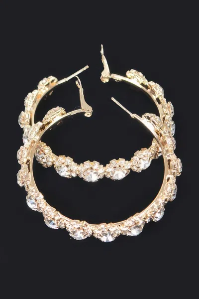 Truedames Multi Rhinestone Flower Hoop Earring In Gold