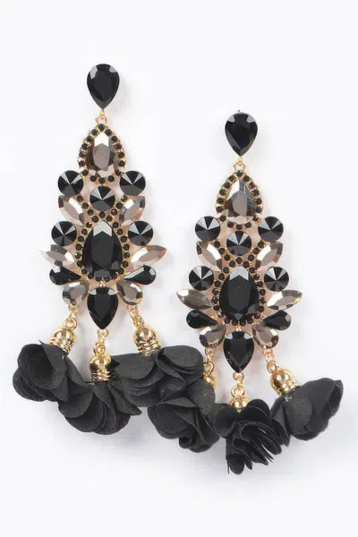 Truedames Multi Rhinestone Flower Party Earring In Black