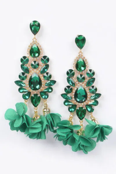 Truedames Multi Rhinestone Flower Party Earring In Green
