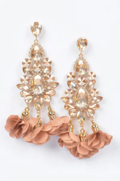 Truedames Multi Rhinestone Flower Party Earring In Gold