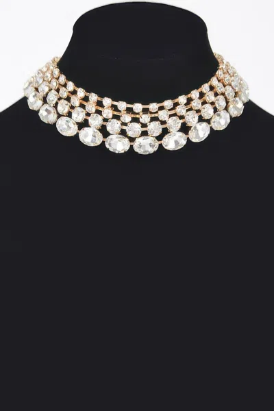 Truedames Multi Rhinestone Layered Necklace In Gold