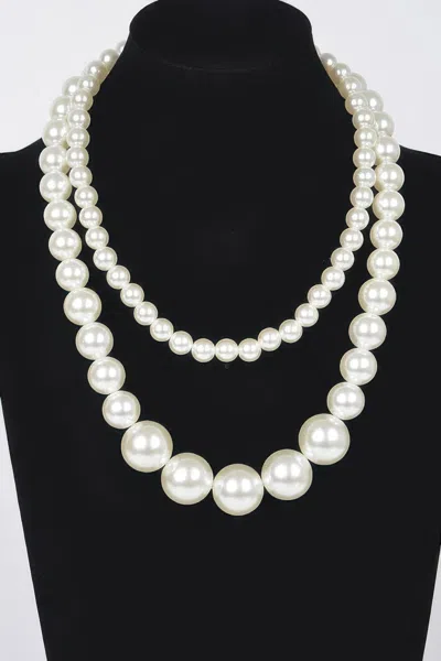 Truedames Multi Size Faux Pearl Double Layered Necklace In White