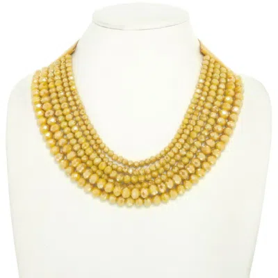 Truedames Multi-strand Faceted Bead Necklace In Yellow