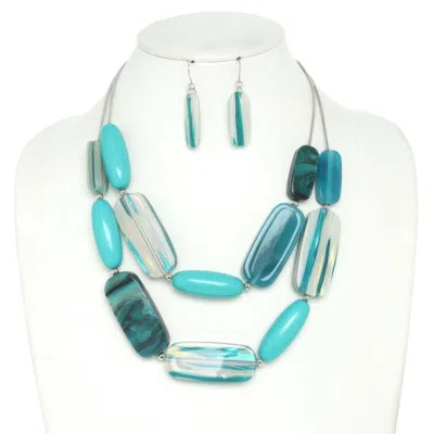 Truedames Multi Strand Natural Gemstone Beaded Necklace Set In Blue