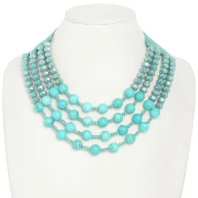 Truedames Multi-strand Wood Bead Necklace In Blue