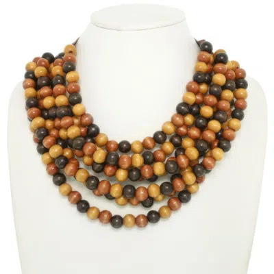 Truedames Multi-strand Wood Bead Necklace In Brown