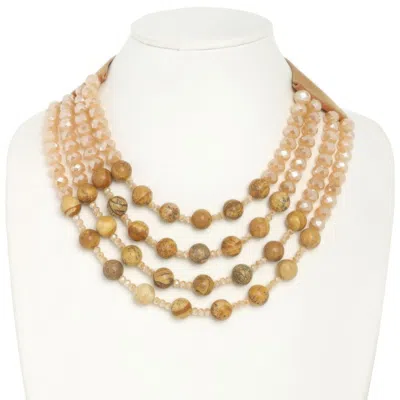 Truedames Multi-strand Wood Bead Necklace In Brown