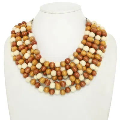 Truedames Multi-strand Wood Bead Necklace In Brown