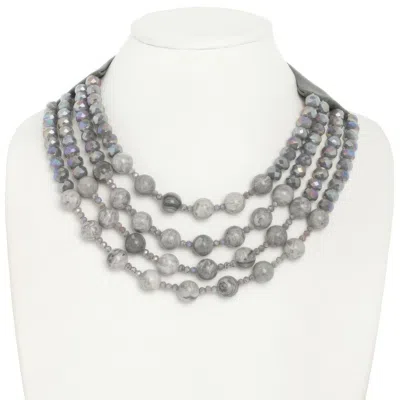 Truedames Multi-strand Wood Bead Necklace In Metallic