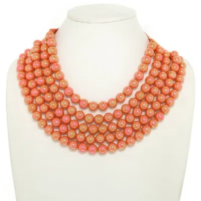Truedames Multi-strand Wood Bead Necklace In Orange
