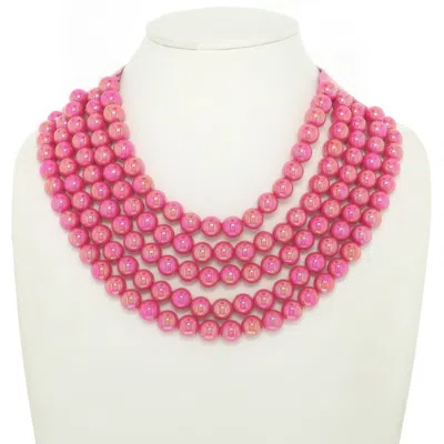 Truedames Multi-strand Wood Bead Necklace In Pink