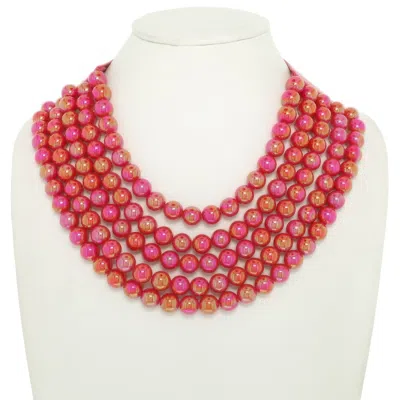 Truedames Multi-strand Wood Bead Necklace In Red