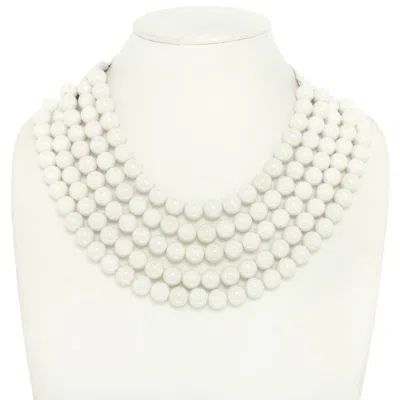 Truedames Multi-strand Wood Bead Necklace In White