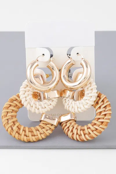 Truedames Multi Triple Weaved Hoop Earrings Set In Gold