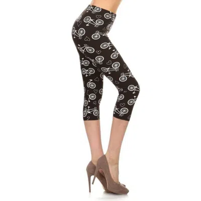 Truedames Multi-color Print, Cropped Capri Leggings In Black