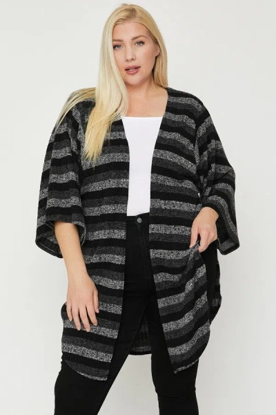 Truedames Multi-color Striped Cardigan In Black