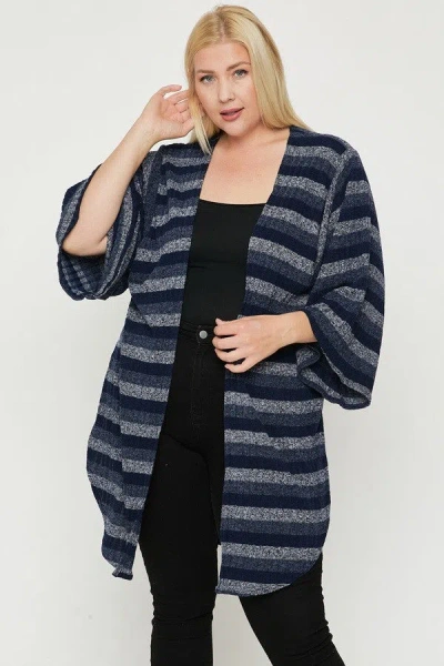 Truedames Multi-color Striped Cardigan In Blue