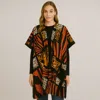 Truedames Multo Animal Print Open Front Kimono Poncho In Orange