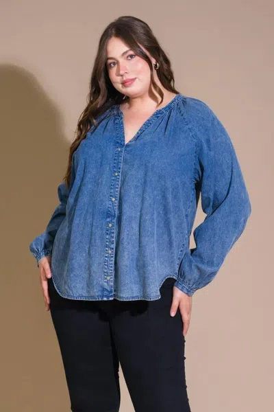 Truedames Musing About You Denim Top In Blue