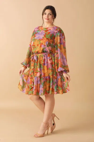 Truedames Muted Garden Woven Mini Dress In Multi
