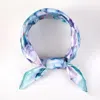 Truedames Muted Watercolor Peony Printed Square Silky Satin Scarf In Green