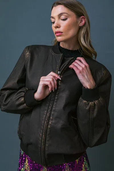 Truedames My Greatest Joy Leather Jacket In Brown